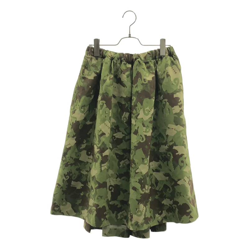 BLACK COMME des GARCONS / ブラックコムデギャルソン | 2014AW | ポリエステル 製品加工 変形 総柄 ドローストリング スカート | XS | レディース