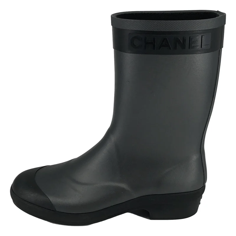 CHANEL / シャネル | ロゴ レイン ショートブーツ | 36 | レディース