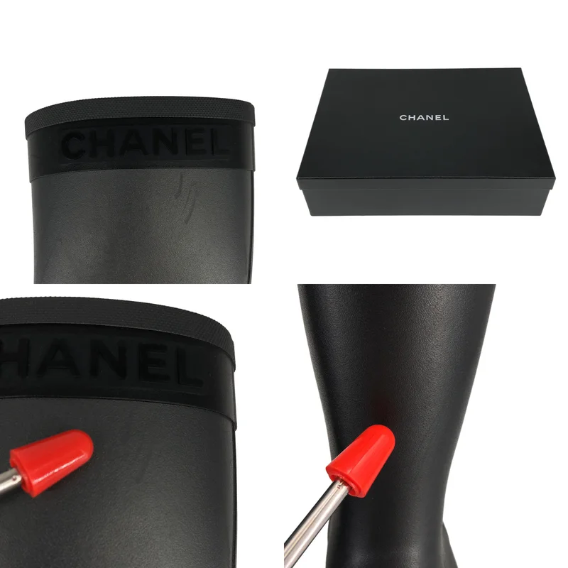 CHANEL / シャネル | ロゴ レイン ショートブーツ | 36 | レディース