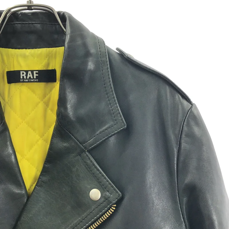 RAF BY RAF SIMONS / ラフバイラフシモンズ | レザー ダブルライダースジャケット | 46 | メンズ