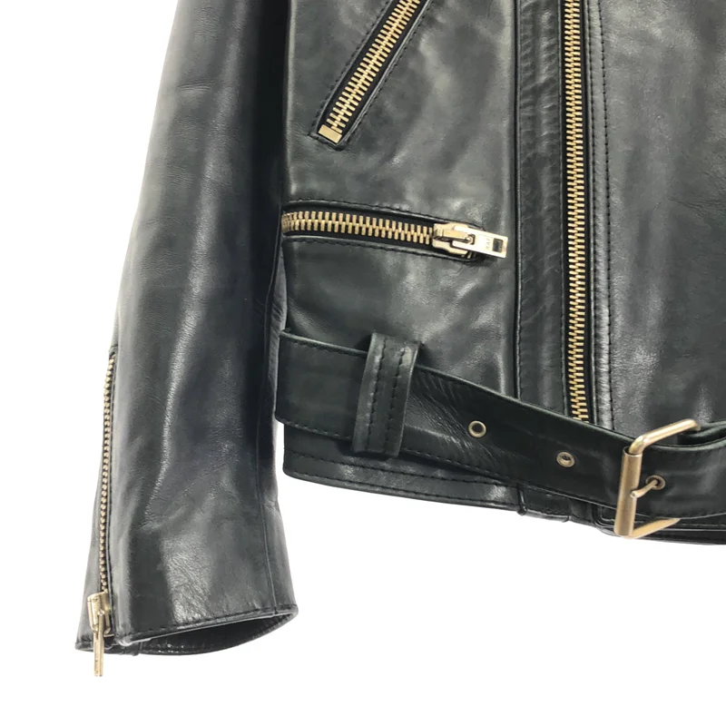 RAF BY RAF SIMONS / ラフバイラフシモンズ | レザー ダブルライダースジャケット | 46 | メンズ