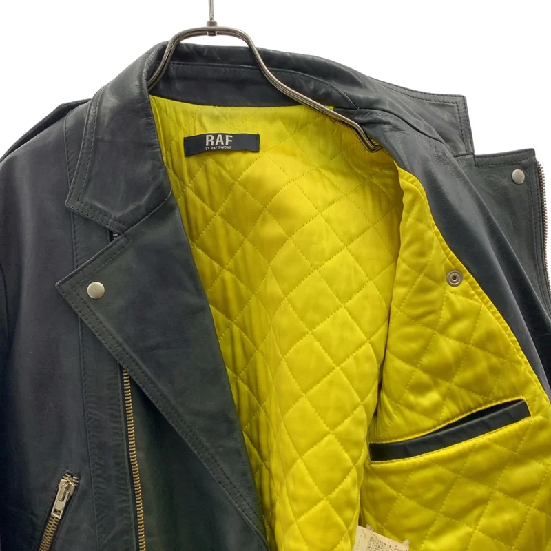 RAF BY RAF SIMONS / ラフバイラフシモンズ | レザー ダブルライダースジャケット | 46 | メンズ