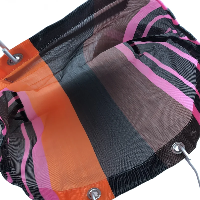 MARNI / マルニ | フラワーカフェ ストライプ レザーハンドル ロゴ メッシュ トートバッグ |