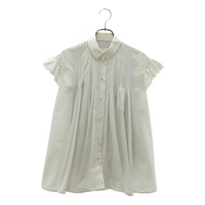 sacai / サカイ | コットン 異素材切り替え バックニット プリーツ ノースリーブシャツ | 1 | レディース