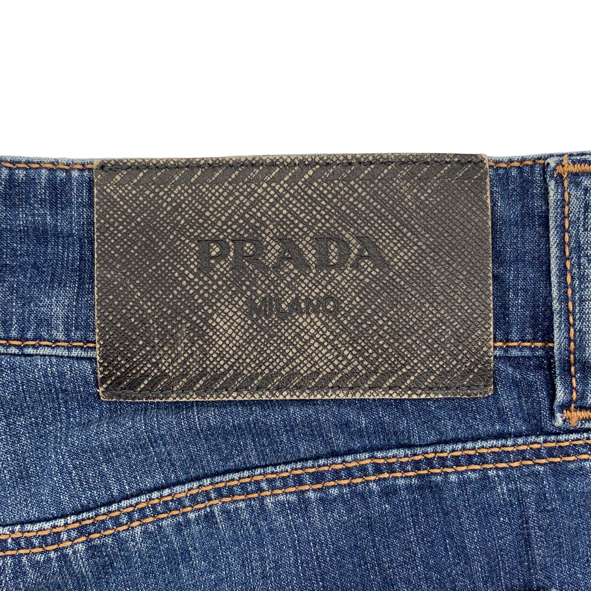 PRADA / プラダ | ロゴ レザーパッチ デニム パンツ | 25 | インディゴ