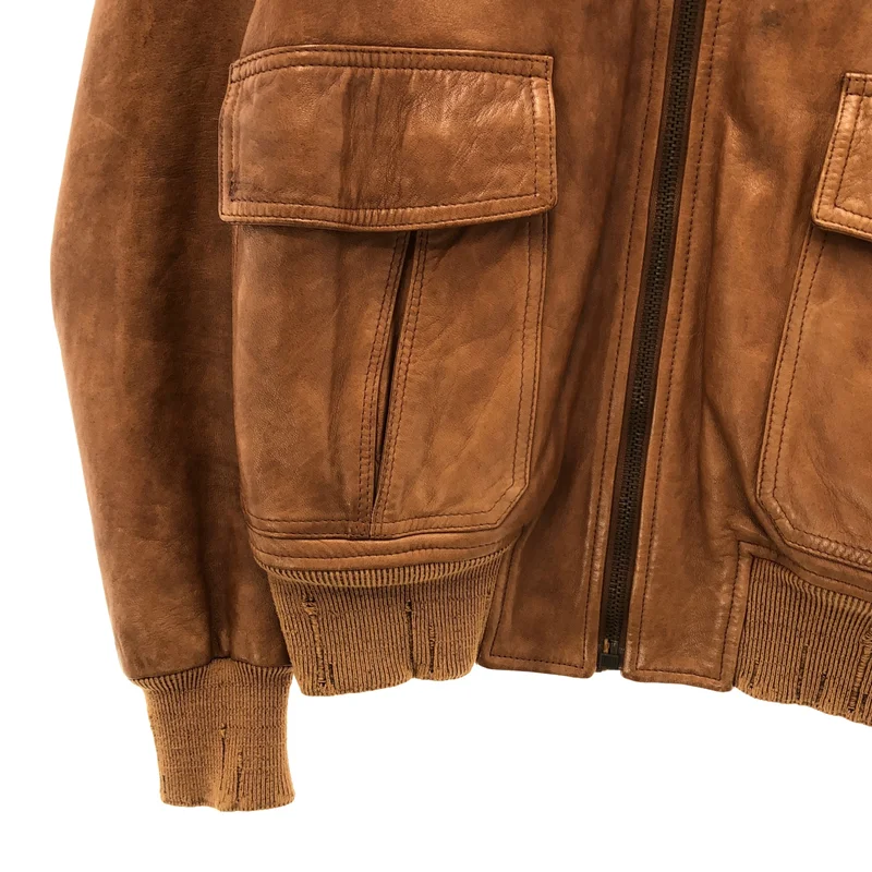 Maison Martin Margiela / メゾンマルタンマルジェラ | 2013SS | ラムレザー ダメージ加工 A-2 フライトジャケット | 44 | メンズ