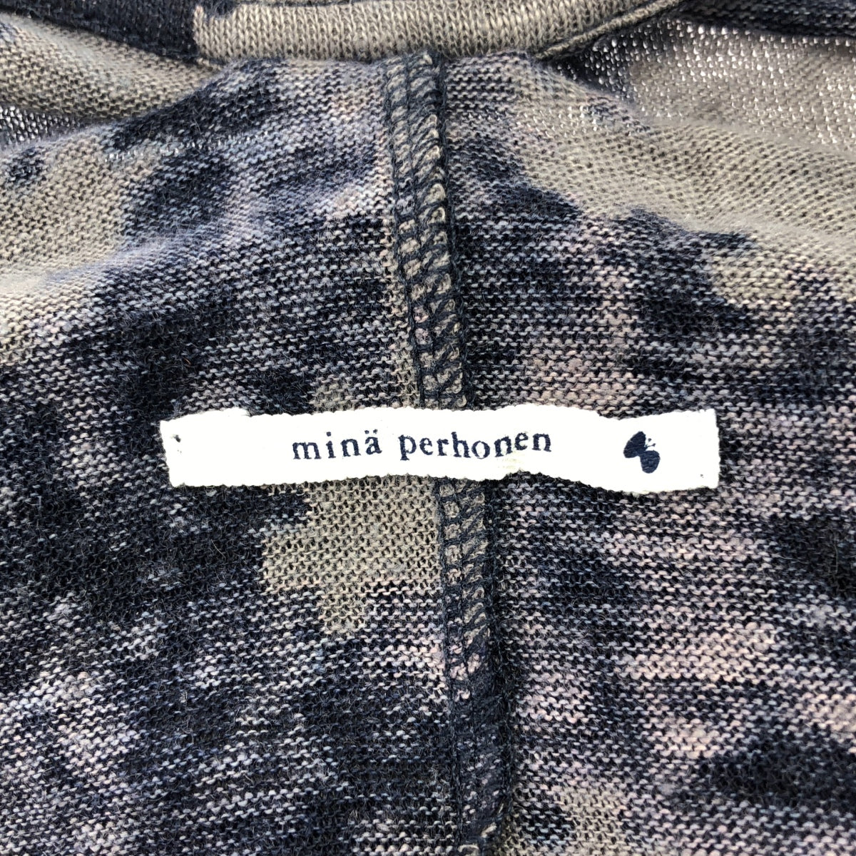 mina perhonen / ミナペルホネン | puzzle リネン 総柄 半袖シャツ | 38 | ネイビー | レディース mina perhonen / ミナペルホネン | puzzle リネン 総柄 半袖シャツ