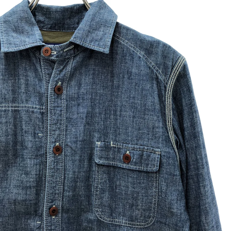 JUNYAWATANABE COMMEdesGARCONS MAN / ジュンヤワタナベマン | 2014AW | バックチェック コーデュロイ切り替え シャンブレーシャツ | XS | メンズ
