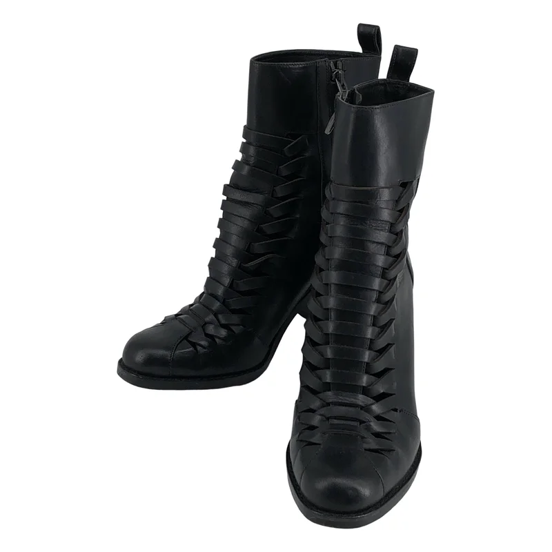 ALEXANDER WANG / アレキサンダーワン | レザー レースアップ ヒールブーツ | 38 | レディース