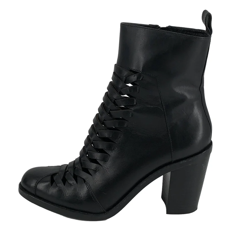 ALEXANDER WANG / アレキサンダーワン | レザー レースアップ ヒールブーツ | 38 | レディース