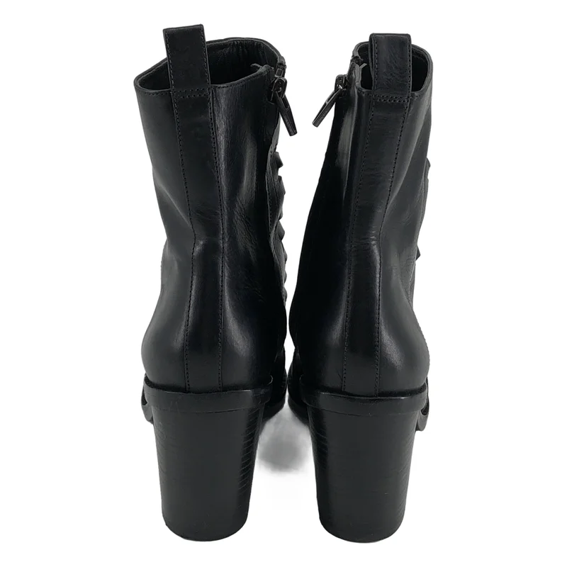 ALEXANDER WANG / アレキサンダーワン | レザー レースアップ ヒールブーツ | 38 | レディース