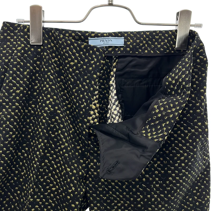 PRADA / プラダ | ウールギャバジン 総柄 テーパードスラックス | 38 | レディース