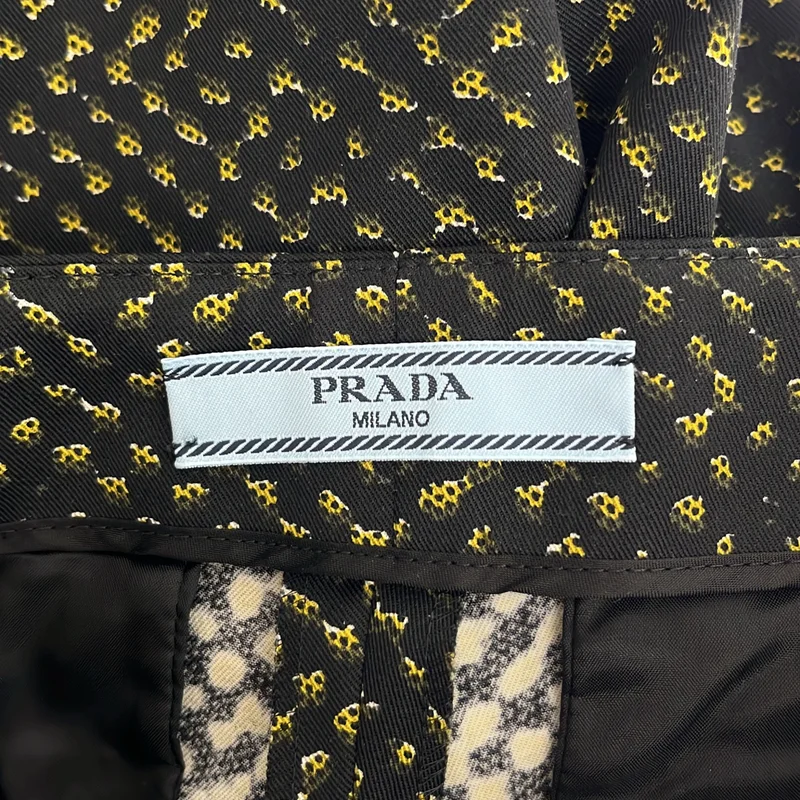 PRADA / プラダ | ウールギャバジン 総柄 テーパードスラックス | 38 | レディース