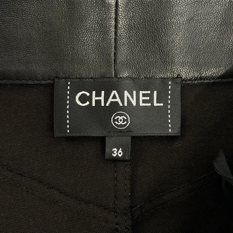 CHANEL / シャネル | ラムスキン フリル切替 パンツ | 36 | レディース