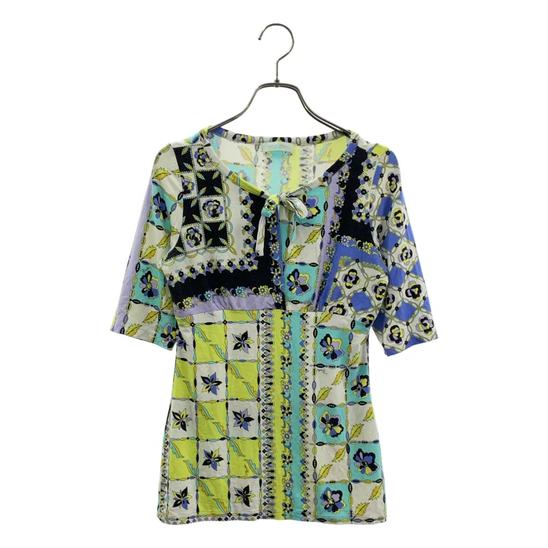 EMILIO PUCCI / エミリオプッチ | レーヨン 総柄 リボン カットソー | M | レディース