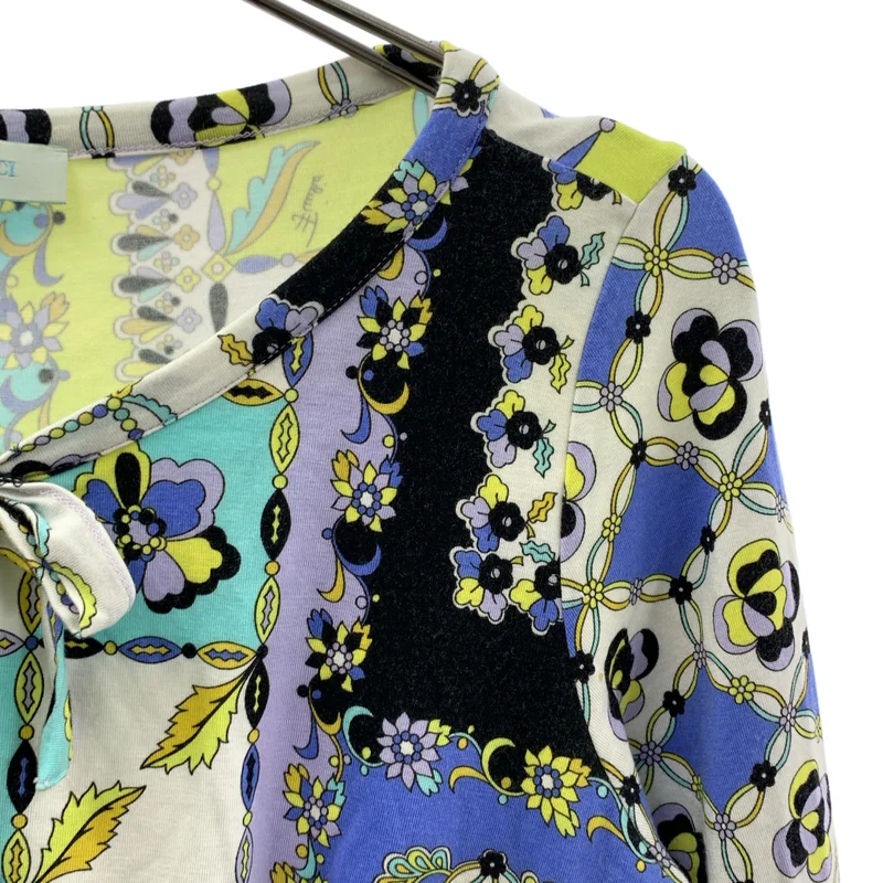 EMILIO PUCCI / エミリオプッチ | レーヨン 総柄 リボン カットソー | M | レディース