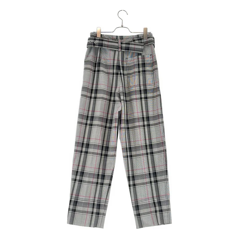 3.1 Phillip Lim / スリーワンフィリップリム | ウール混 チェック ベルテッドタックパンツ | 0 | レディース