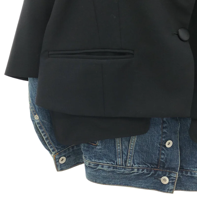 sacai / サカイ | デニムドッキング テーラードジャケット | 1 | レディース