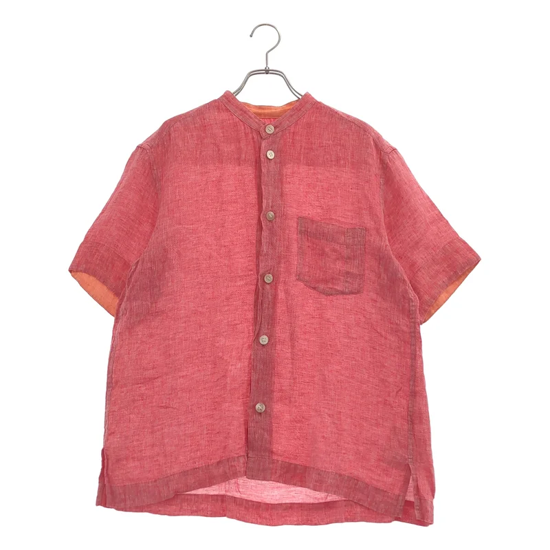 ISSEY MIYAKE MEN / イッセイミヤケメン | リネン バンドカラー ハーフスリーブシャツ | 1 | メンズ