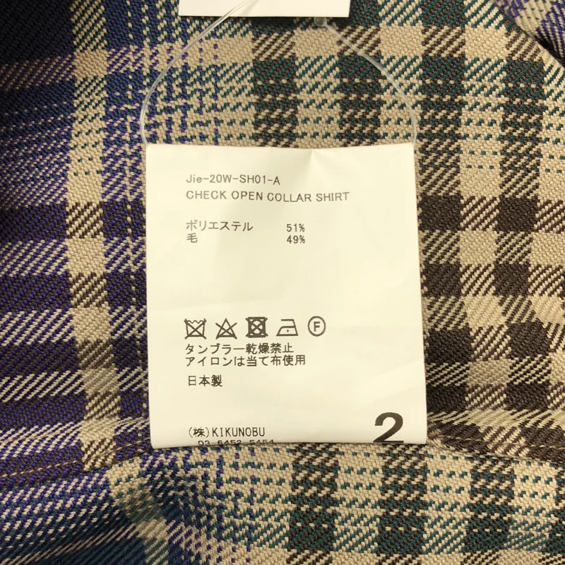 JieDa / ジエダ | CHECK OPEN COLLAR SHIRT チェック オープンカラーシャツ | 2 | メンズ