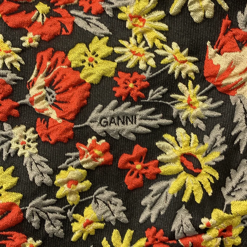 Ganni / ガニー | フラワー ジャガード パフスリーブ ペプラム ブラウス | 38 | レディース