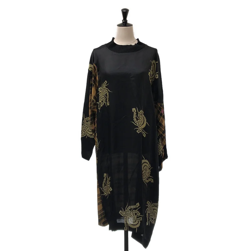 DRIES VAN NOTEN / ドリスヴァンノッテン | ビスコース 総柄 ハイネック ワンピース | 34 | レディース