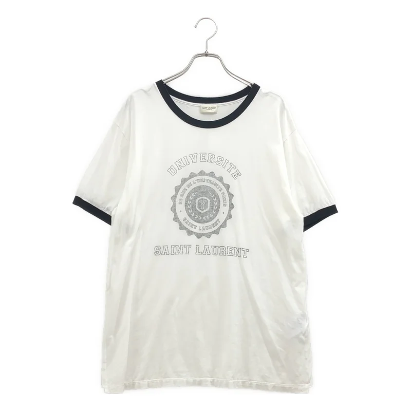 SAINT LAURENT PARIS / サンローランパリ | カレッジプリント リンガーTシャツ | L | メンズ