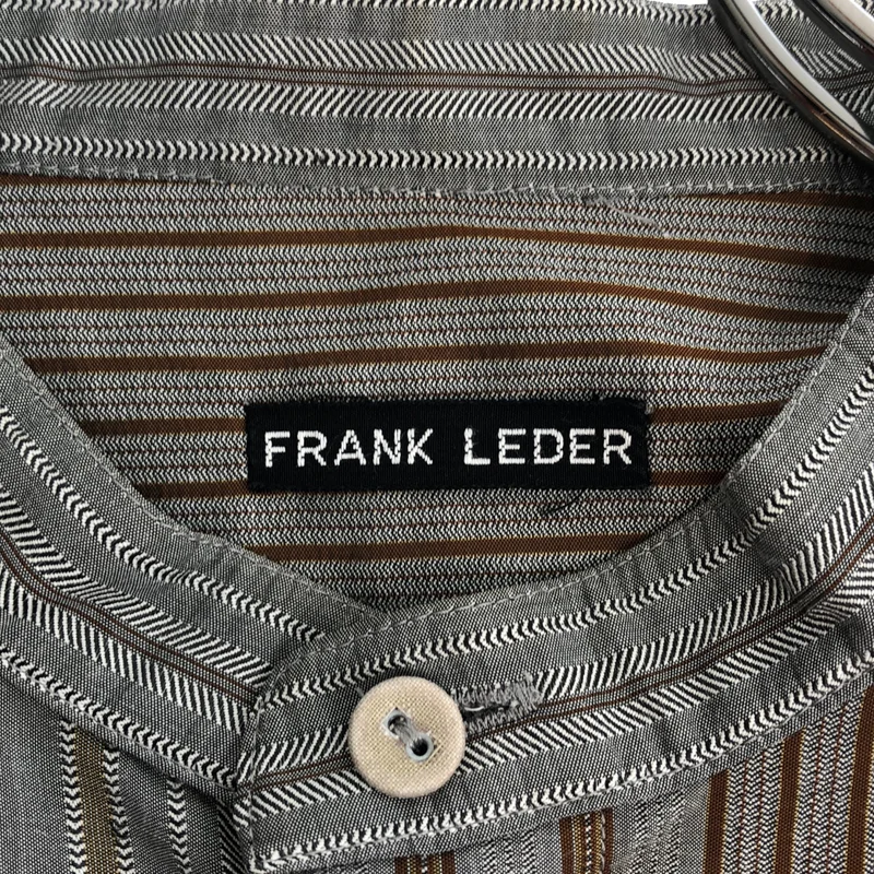 FRANK LEDER / フランクリーダー | コットン ストライプ パターン切り替え バンドカラーシャツ | M | メンズ