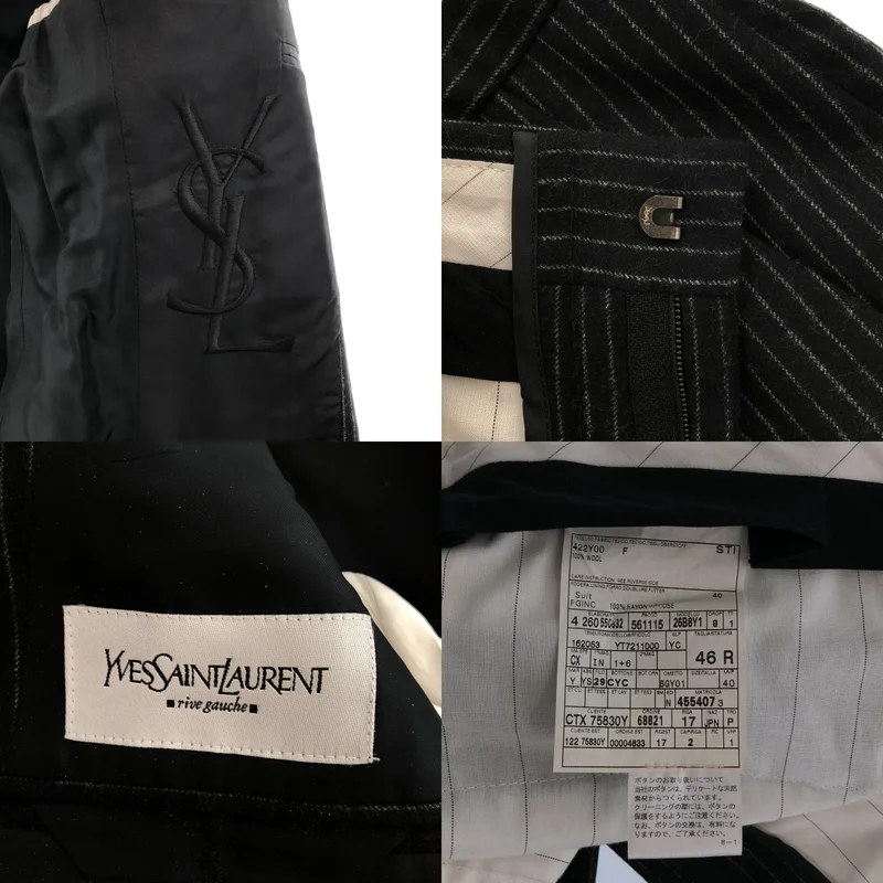 YVES SAINT LAURENT rive gauche / イヴサンローランリヴゴーシュ | セットアップ / ウール ストライプ 3B テーラードジャケット / フレア スラックス | 46 | メンズ