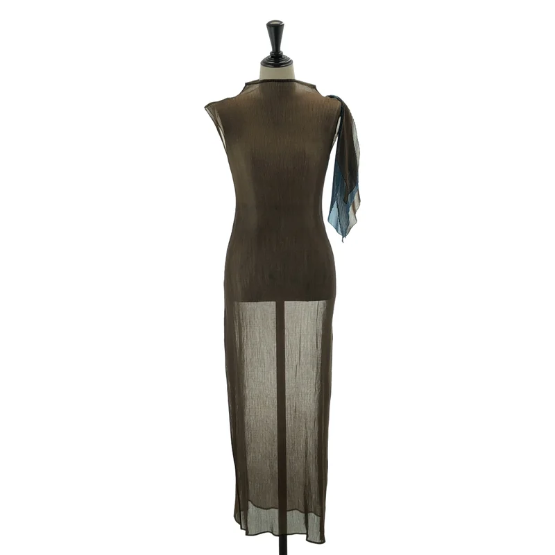 PLEATS PLEASE ISSEY MIYAKE / プリーツプリーズイッセイミヤケ | レイヤード ノースリーブ ロングプリーツワンピース |