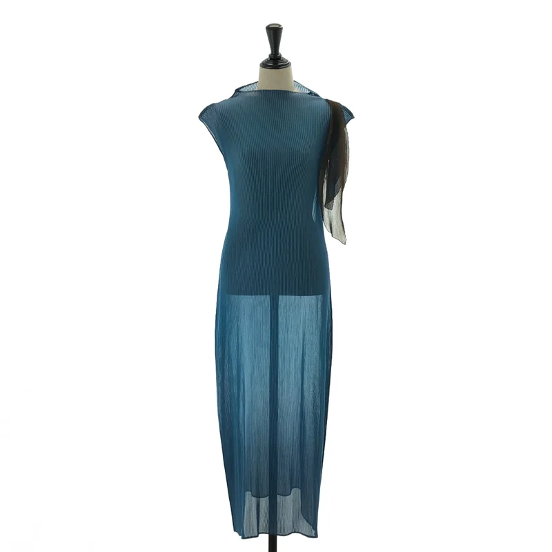 PLEATS PLEASE ISSEY MIYAKE / プリーツプリーズイッセイミヤケ | レイヤード ノースリーブ ロングプリーツワンピース |