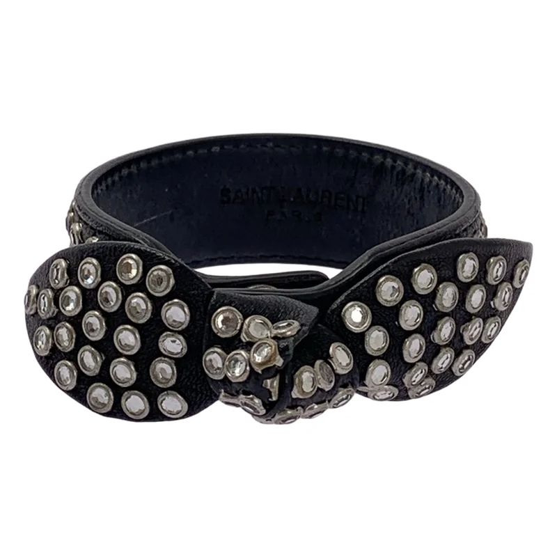 SAINT LAURENT PARIS / サンローランパリ | by Hedi Slimane リボン スタッズ レザーブレスレット |