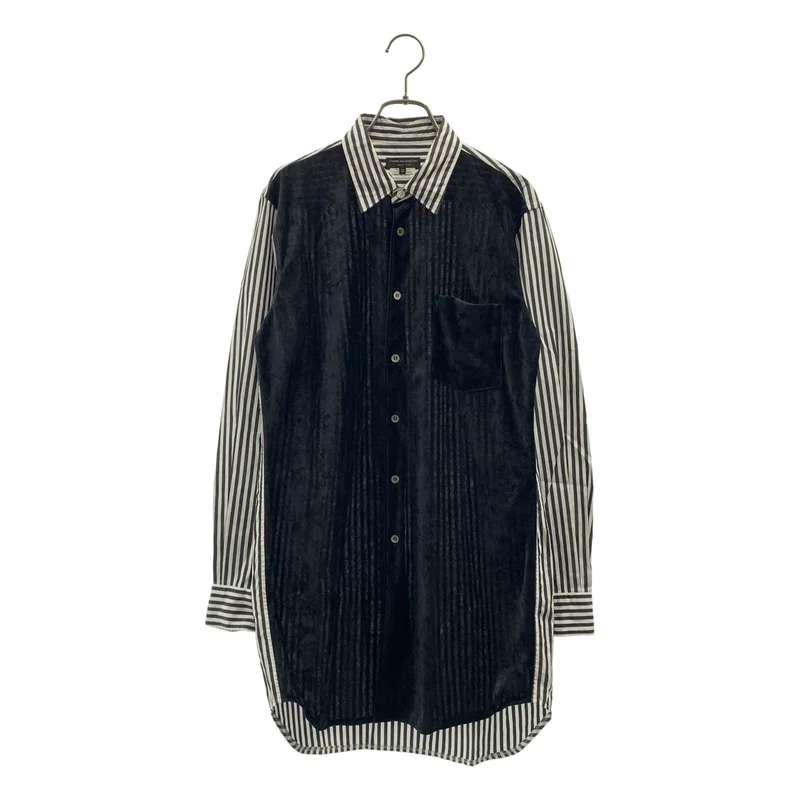 COMME des GARCONS HOMME PLUS / コムデギャルソンオムプリュス | 2019AW | 異素材 切替 ストライプ レギュラーカラー シャツ | XS | メンズ