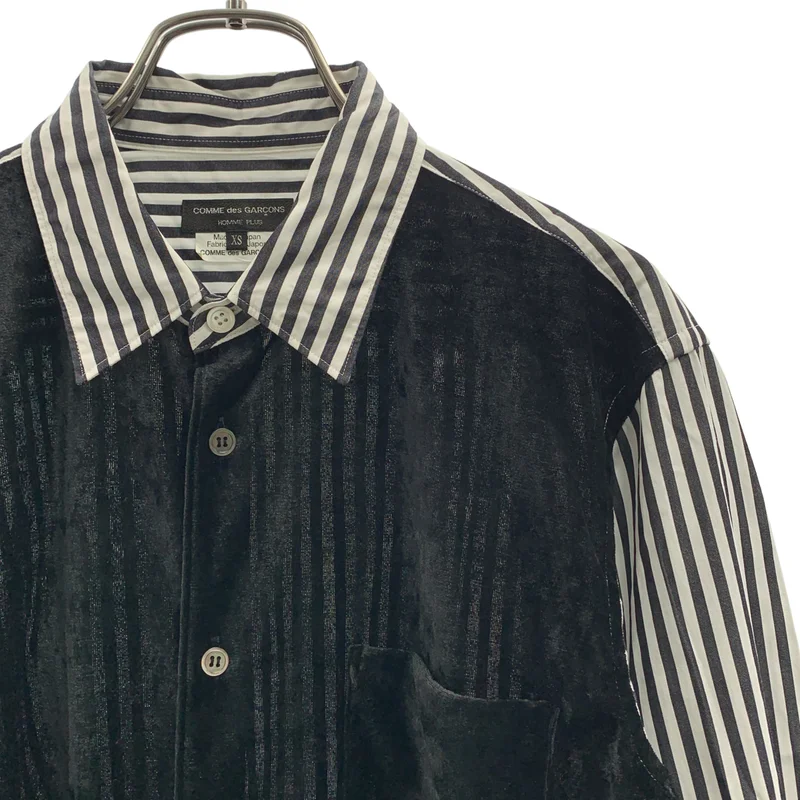 COMME des GARCONS HOMME PLUS / コムデギャルソンオムプリュス | 2019AW | 異素材 切替 ストライプ レギュラーカラー シャツ | XS | メンズ