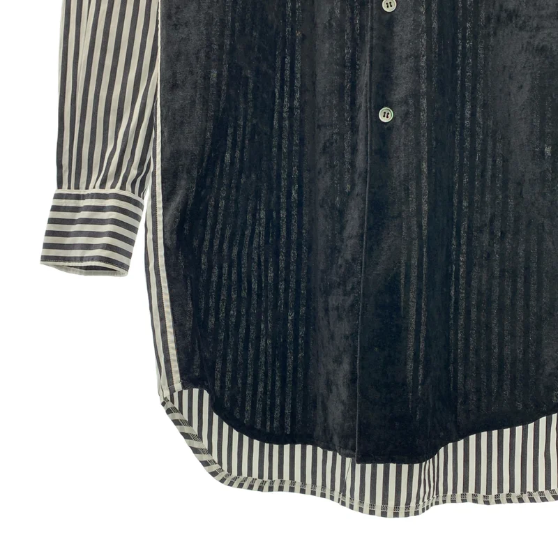 COMME des GARCONS HOMME PLUS / コムデギャルソンオムプリュス | 2019AW | 異素材 切替 ストライプ レギュラーカラー シャツ | XS | メンズ