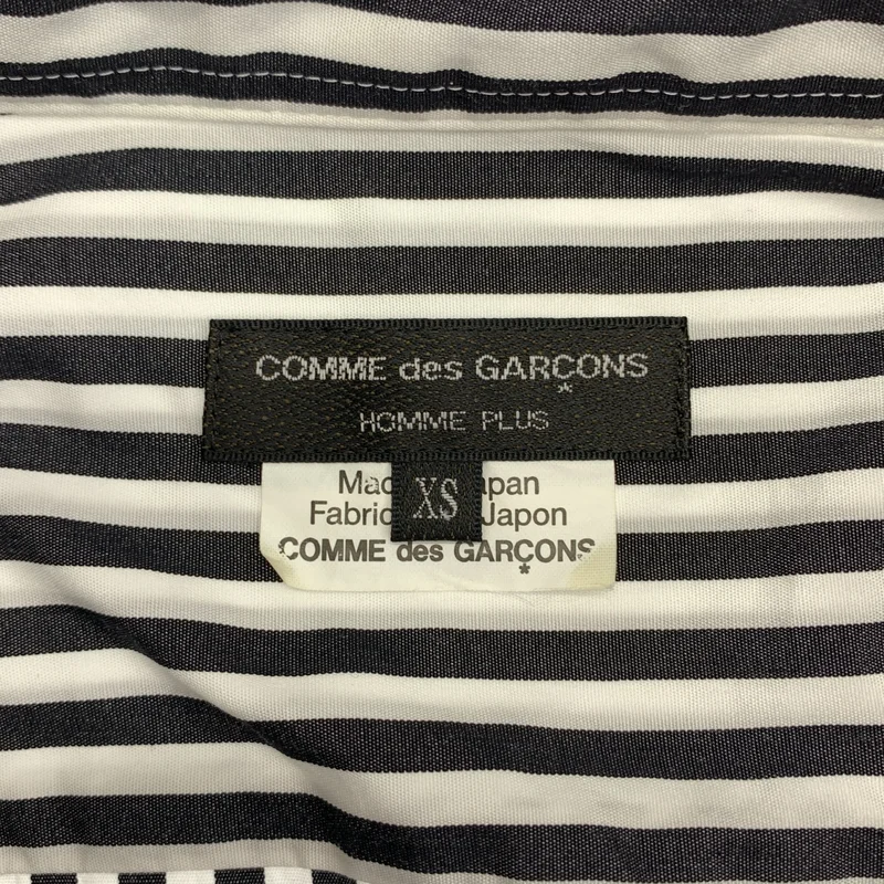 COMME des GARCONS HOMME PLUS / コムデギャルソンオムプリュス | 2019AW | 異素材 切替 ストライプ レギュラーカラー シャツ | XS | メンズ