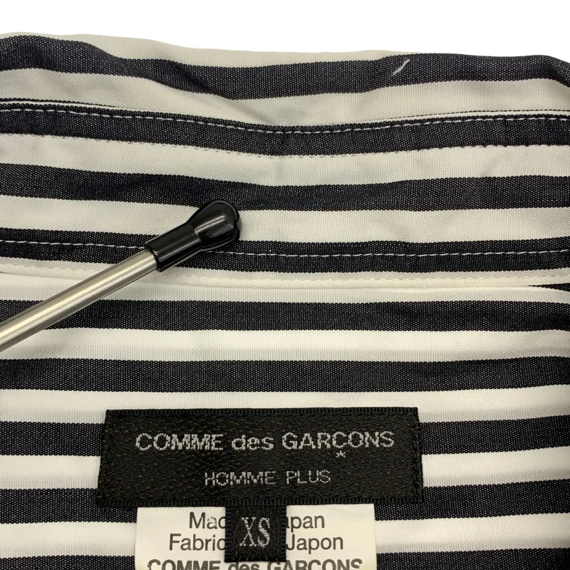 COMME des GARCONS HOMME PLUS / コムデギャルソンオムプリュス | 2019AW | 異素材 切替 ストライプ レギュラーカラー シャツ | XS | メンズ