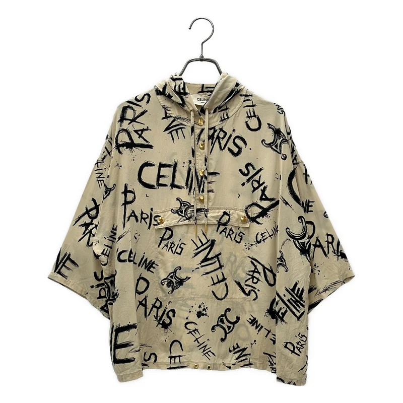 CELINE / セリーヌ | 2022AW | シルク トリオンフ グラフィックロゴ フーデット プルオーバー ブラウス |