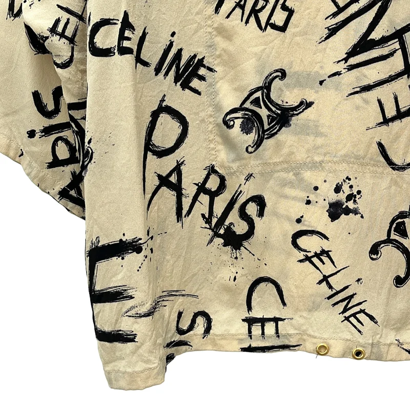 CELINE / セリーヌ | 2022AW | シルク トリオンフ グラフィックロゴ フーデット プルオーバー ブラウス |