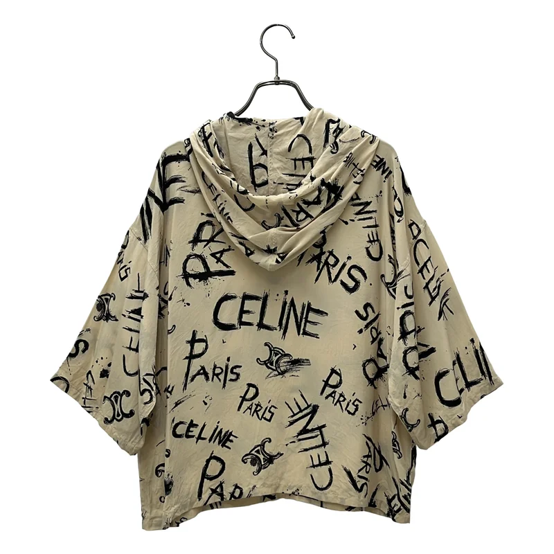 CELINE / セリーヌ | 2022AW | シルク トリオンフ グラフィックロゴ フーデット プルオーバー ブラウス |