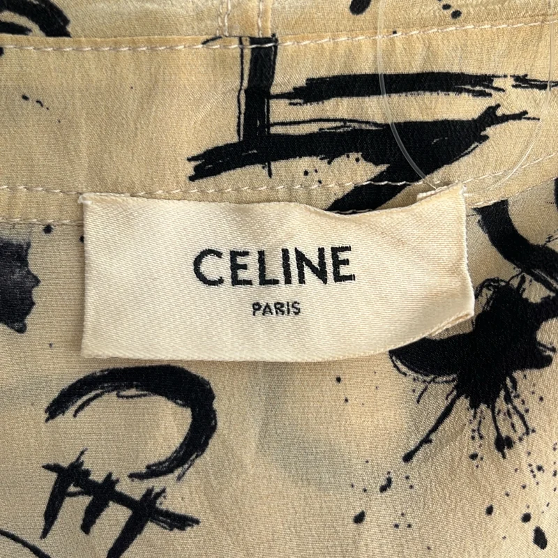 CELINE / セリーヌ | 2022AW | シルク トリオンフ グラフィックロゴ フーデット プルオーバー ブラウス |