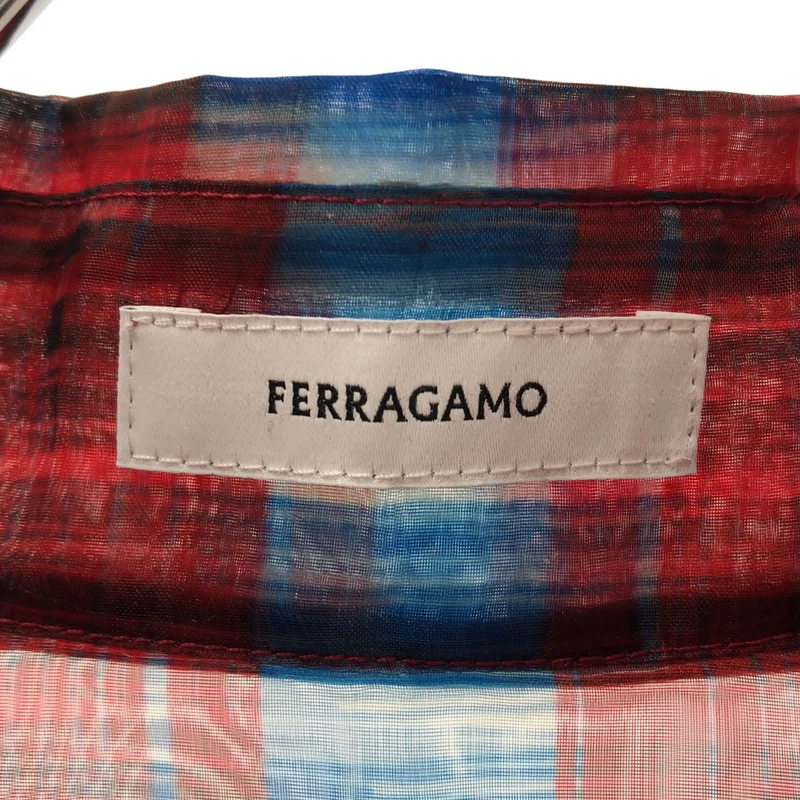 FERRAGAMO / フェラガモ | チェック シアーシャツ_長袖 0765202 | 38 | レディース
