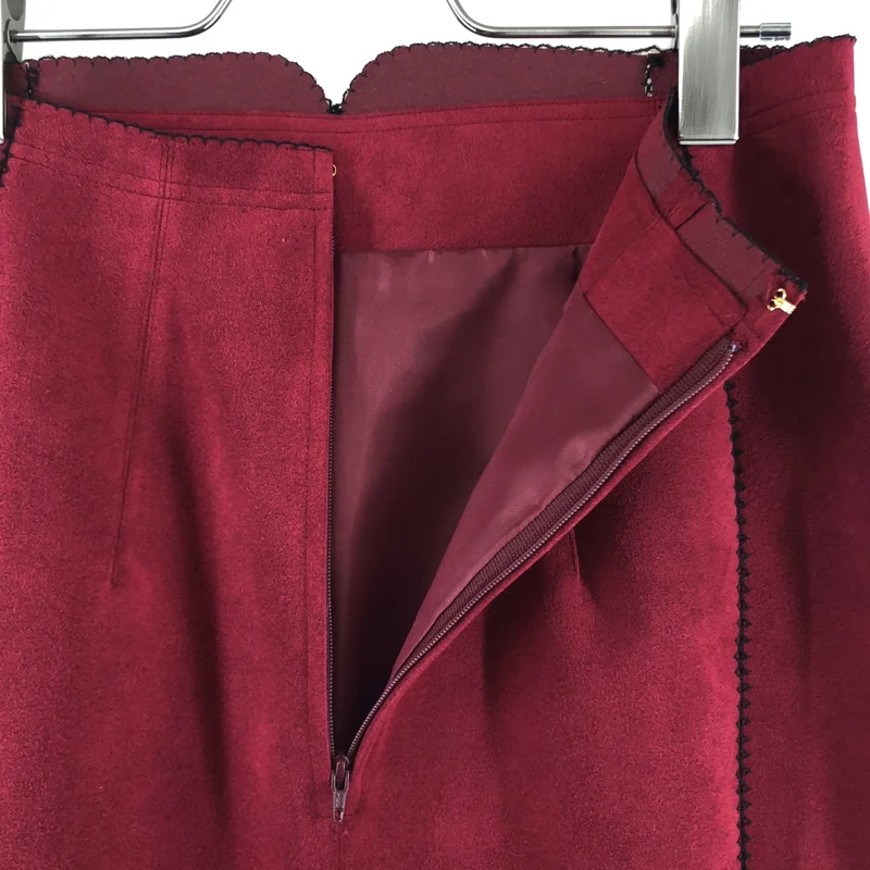 Mame Kurogouchi / マメクロゴウチ | 2025AW | Synthetic Leather Fancy Ftitch High Waisted Skirt スエード ハイウエスト スカート | 2 | レディース