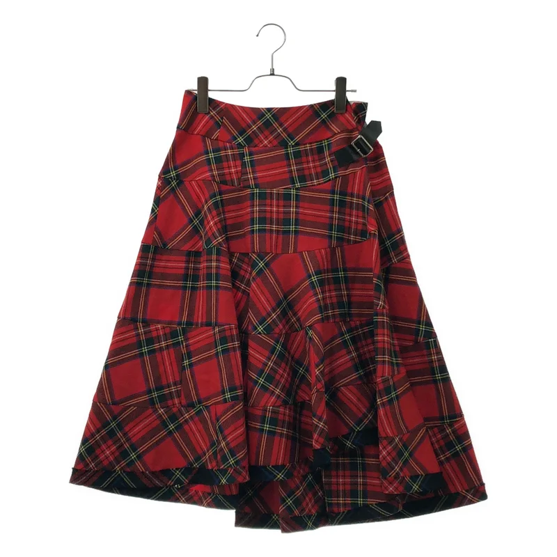 tricot COMME des GARCONS / トリココムデギャルソン | 2017AW | ウール チェック パターン切り替え サイドベルトスカート | S | レディース