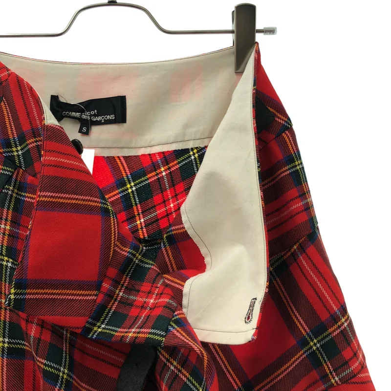 tricot COMME des GARCONS / トリココムデギャルソン | 2017AW | ウール チェック パターン切り替え サイドベルトスカート | S | レディース