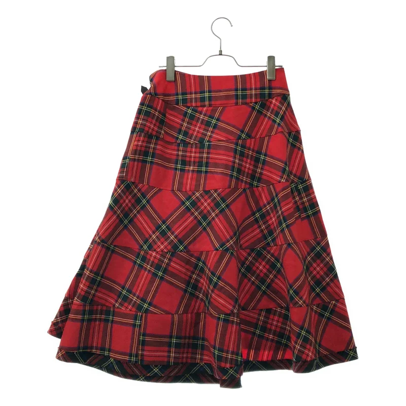 tricot COMME des GARCONS / トリココムデギャルソン | 2017AW | ウール チェック パターン切り替え サイドベルトスカート | S | レディース