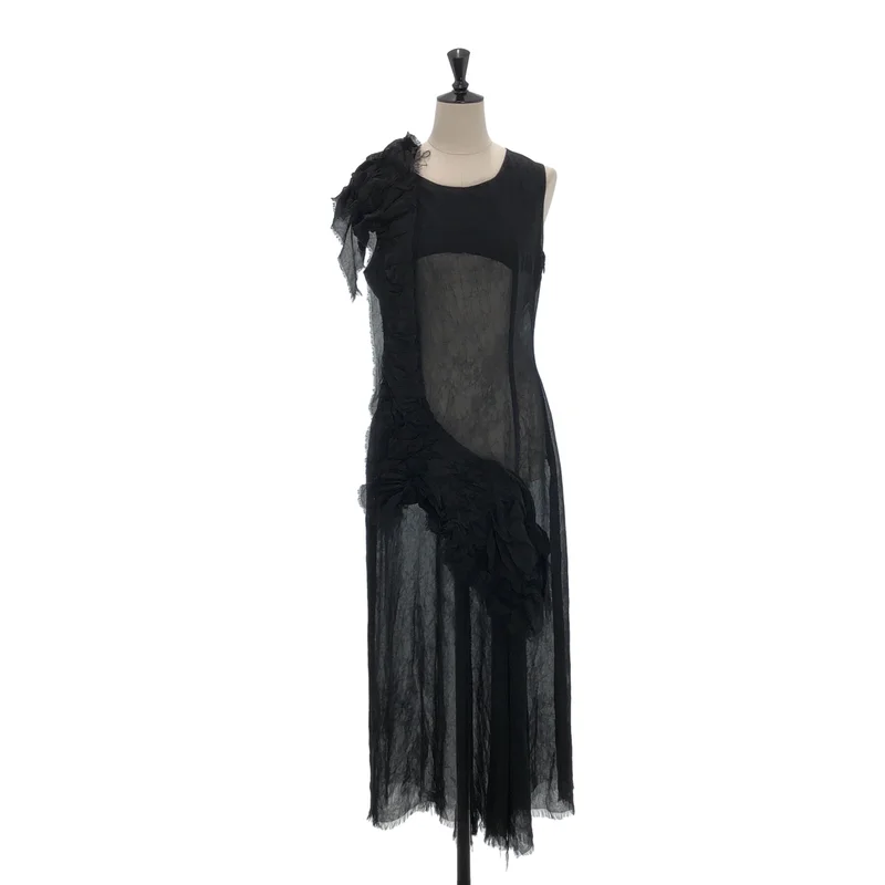 Yohji Yamamoto FEMME / ヨウジヤマモトファム | 2015AW | ポリエステル ドッキング ノースリーブワンピース | 1 | レディース
