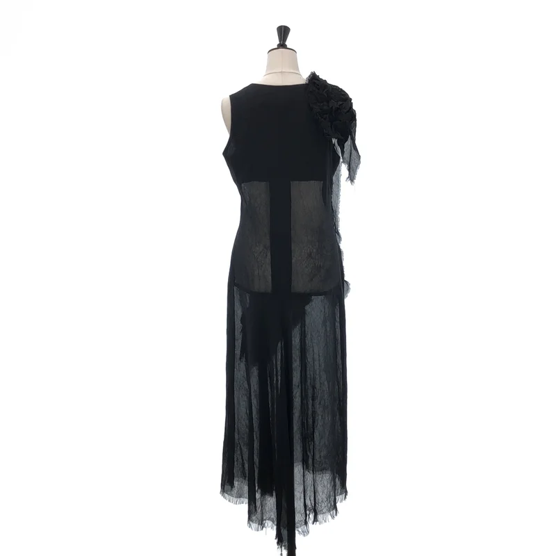 Yohji Yamamoto FEMME / ヨウジヤマモトファム | 2015AW | ポリエステル ドッキング ノースリーブワンピース | 1 | レディース
