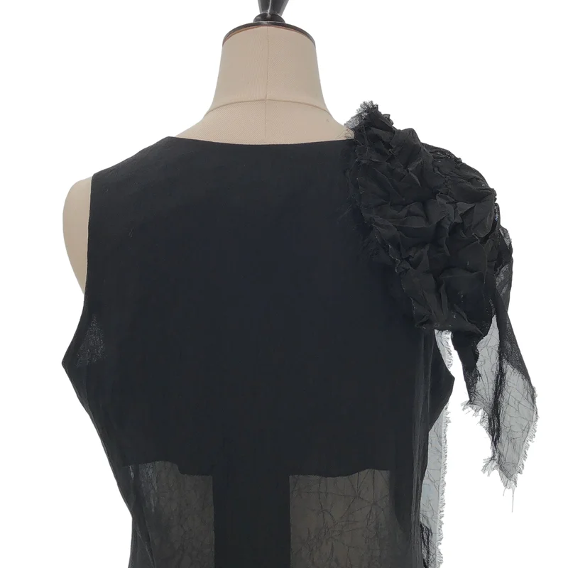 Yohji Yamamoto FEMME / ヨウジヤマモトファム | 2015AW | ポリエステル ドッキング ノースリーブワンピース | 1 | レディース