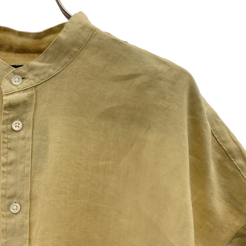POLO BY RALPH LAUREN / ポロバイラルフローレン | リネン バンドカラー シャツ ブラウス | 4 | レディース